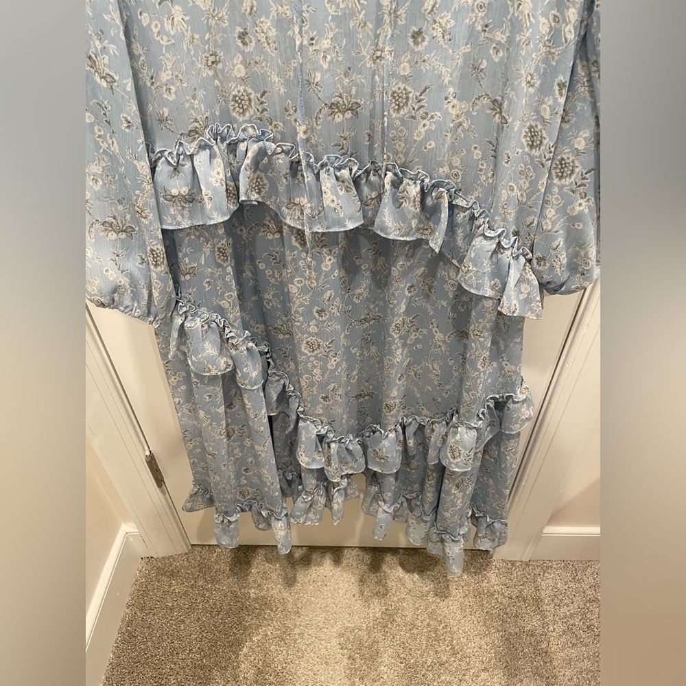 SENLIS Blue Long Sleeve Dress Sz M - Picture 7 of 7